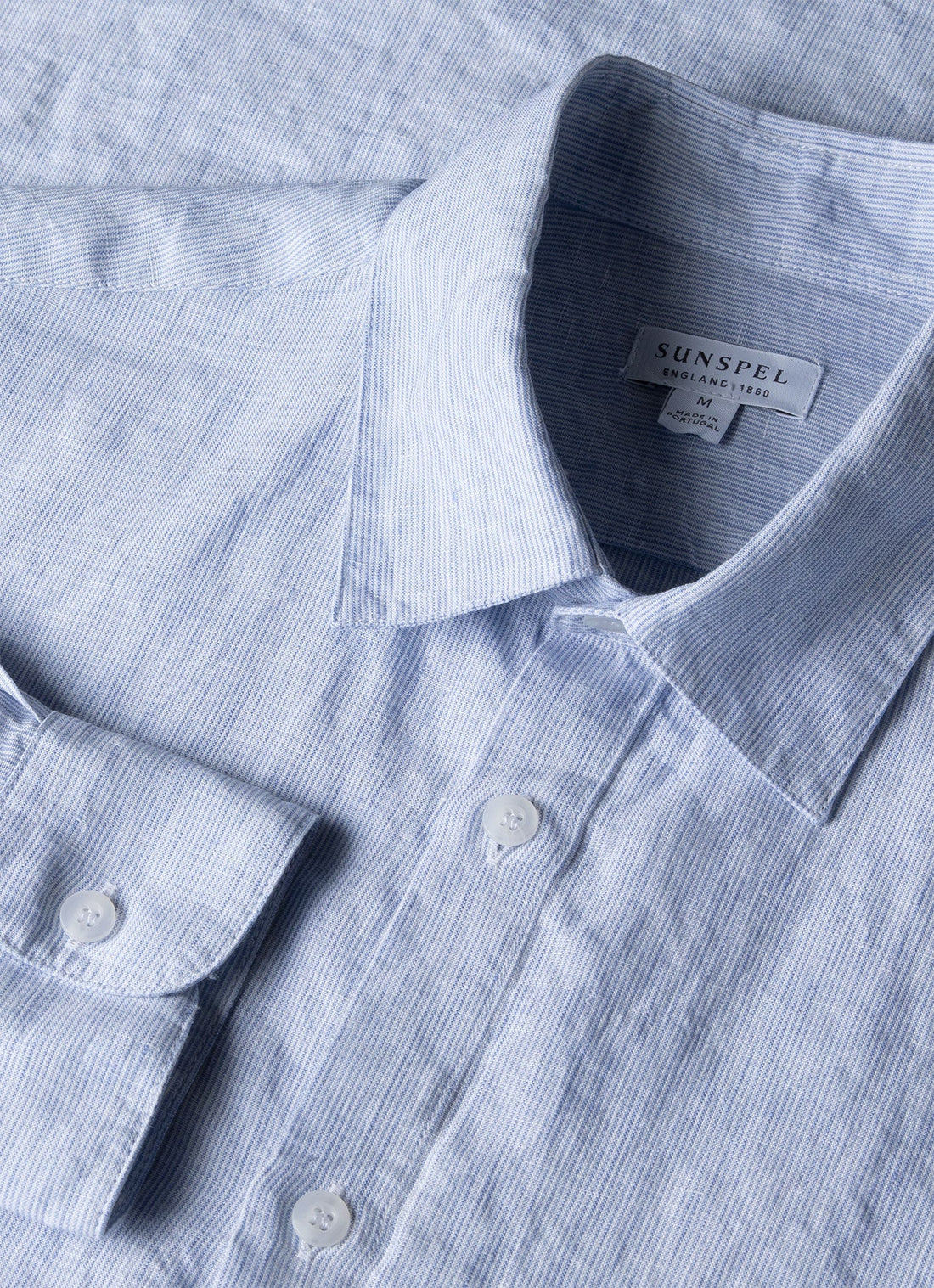 Men's Linen Shirt in Blue/White