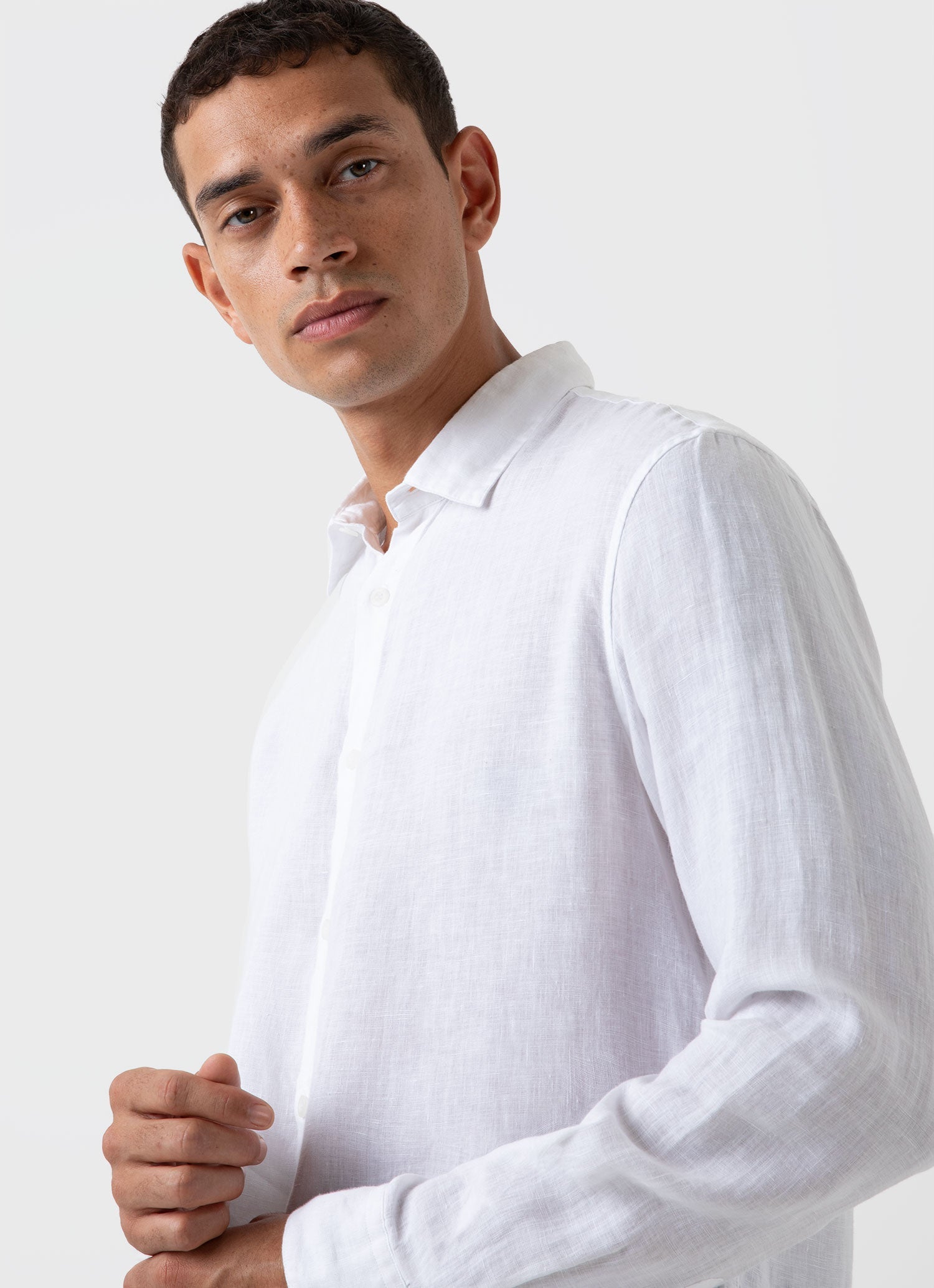 Mens white hot sale linen shirt