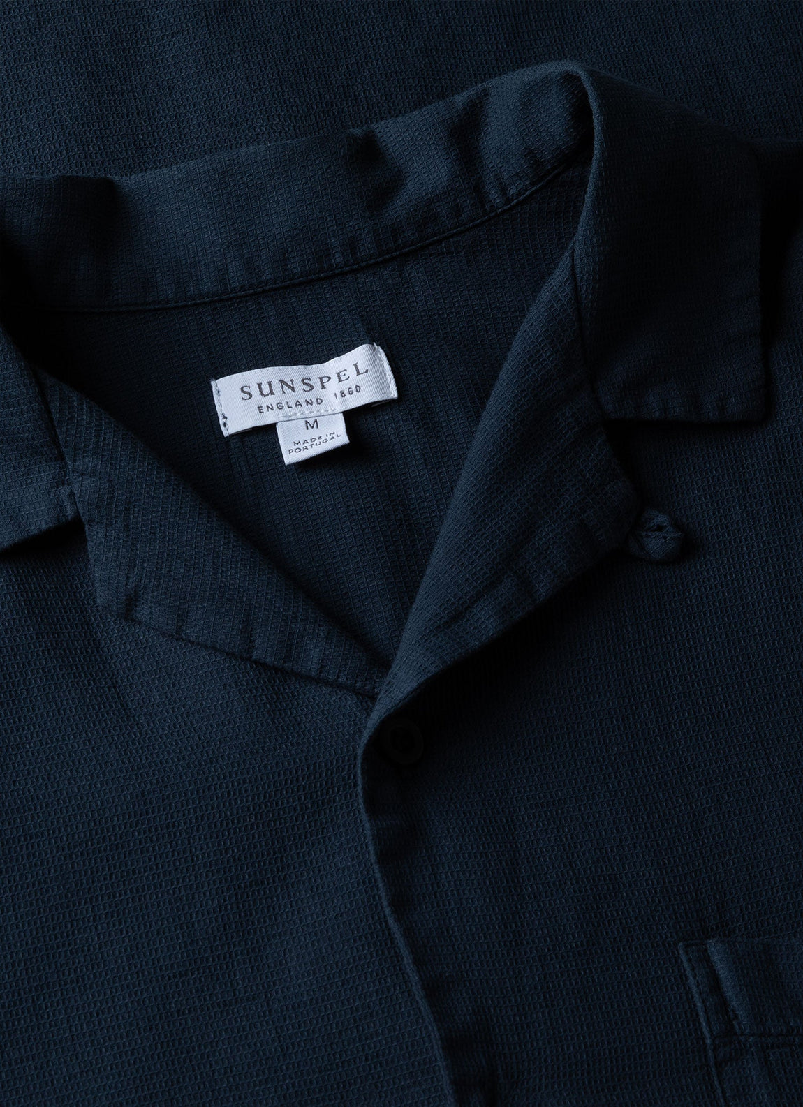 Men's Waffle Camp Collar Shirt in Navy