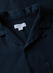 Men's Waffle Camp Collar Shirt in Navy