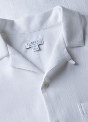 Men's Waffle Camp Collar Shirt in White