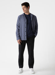 Men's Heavy Flannel Overshirt in Blue Melange