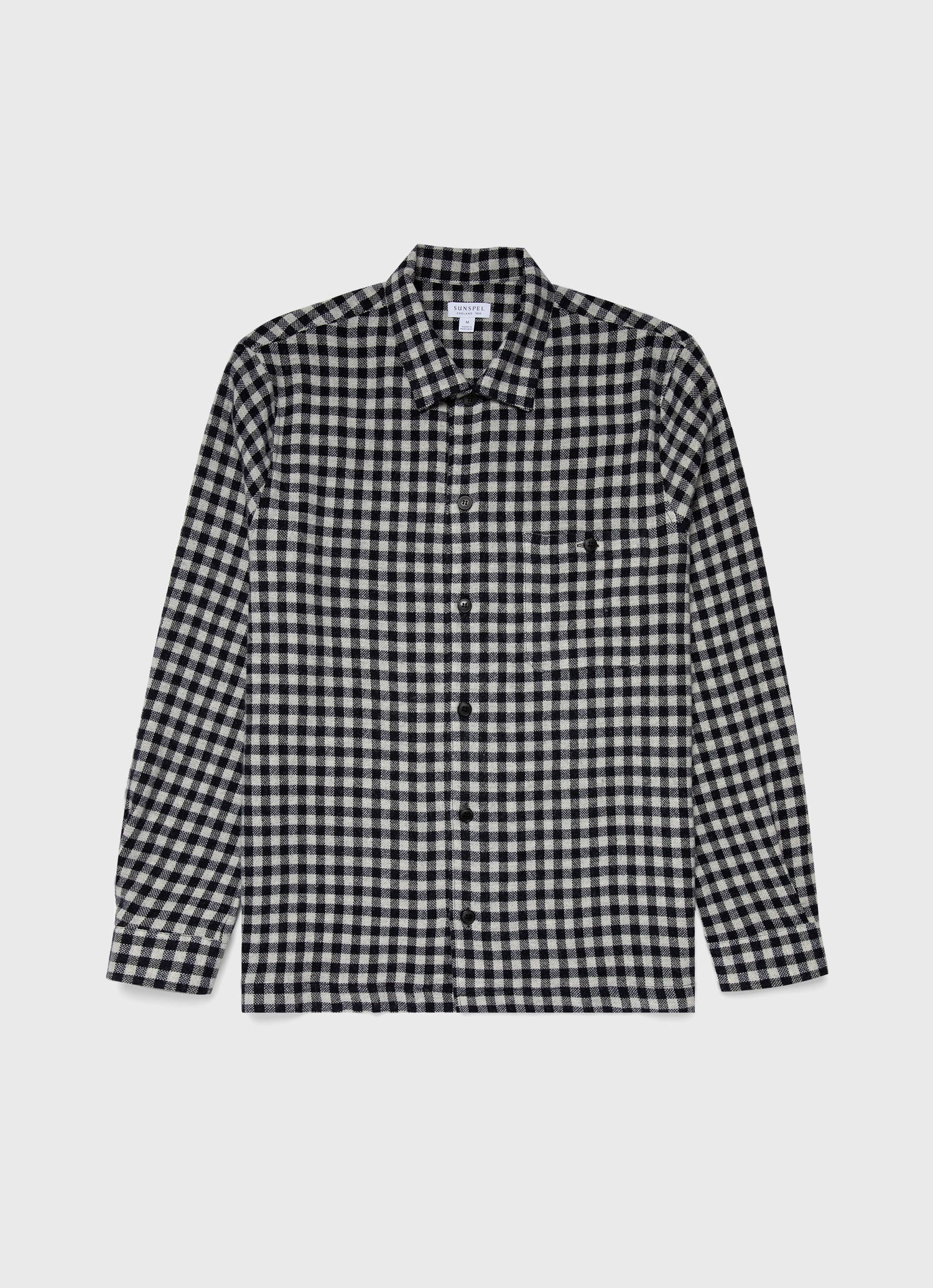 Men's Heavy Flannel Overshirt in Navy/Ecru Check