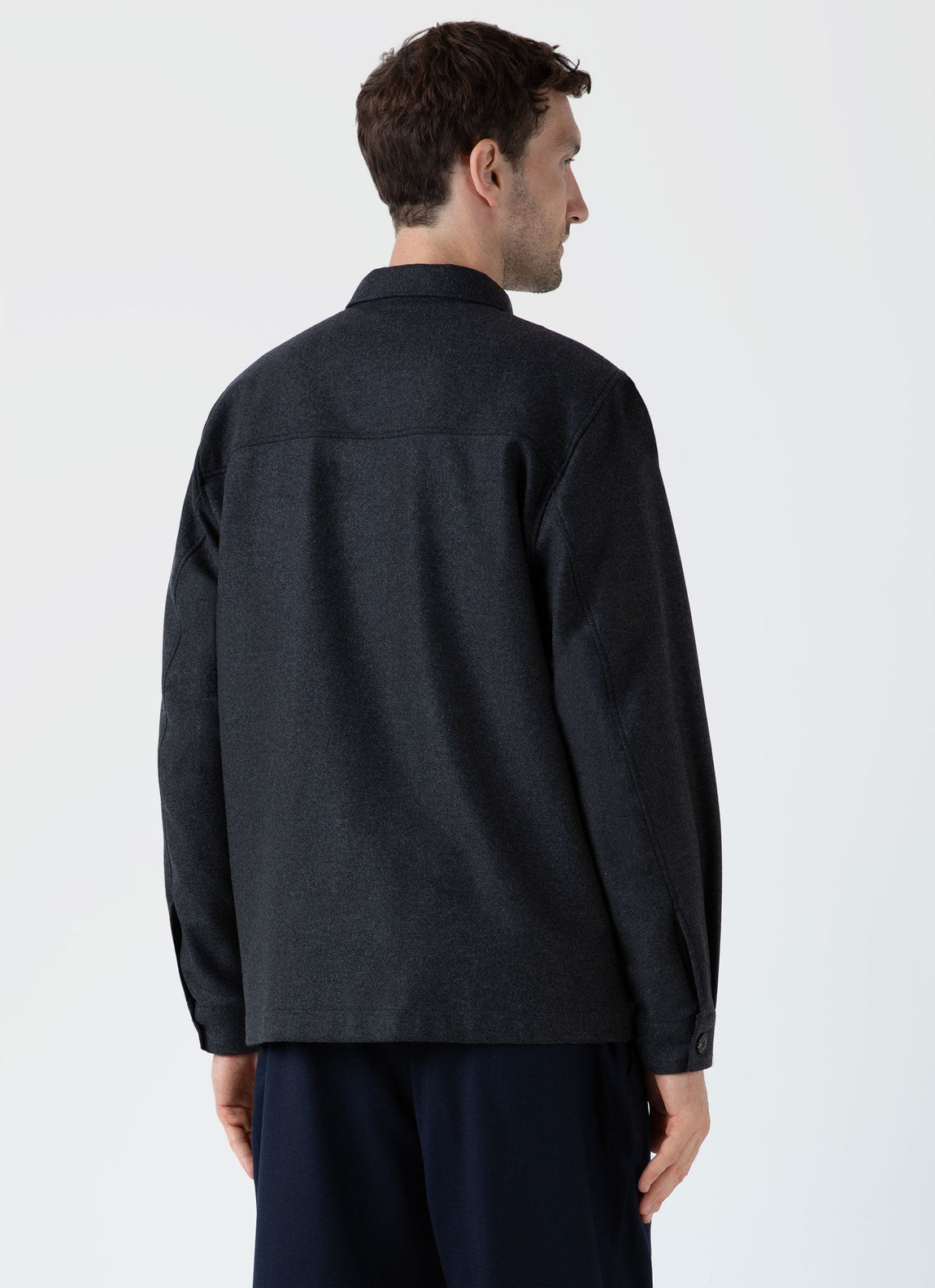 Men's Wool Twill Overshirt in Charcoal Melange