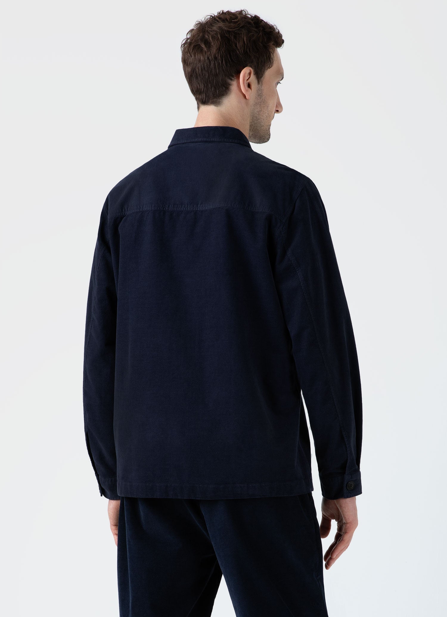 Men's Cellular Cord Overshirt in Navy