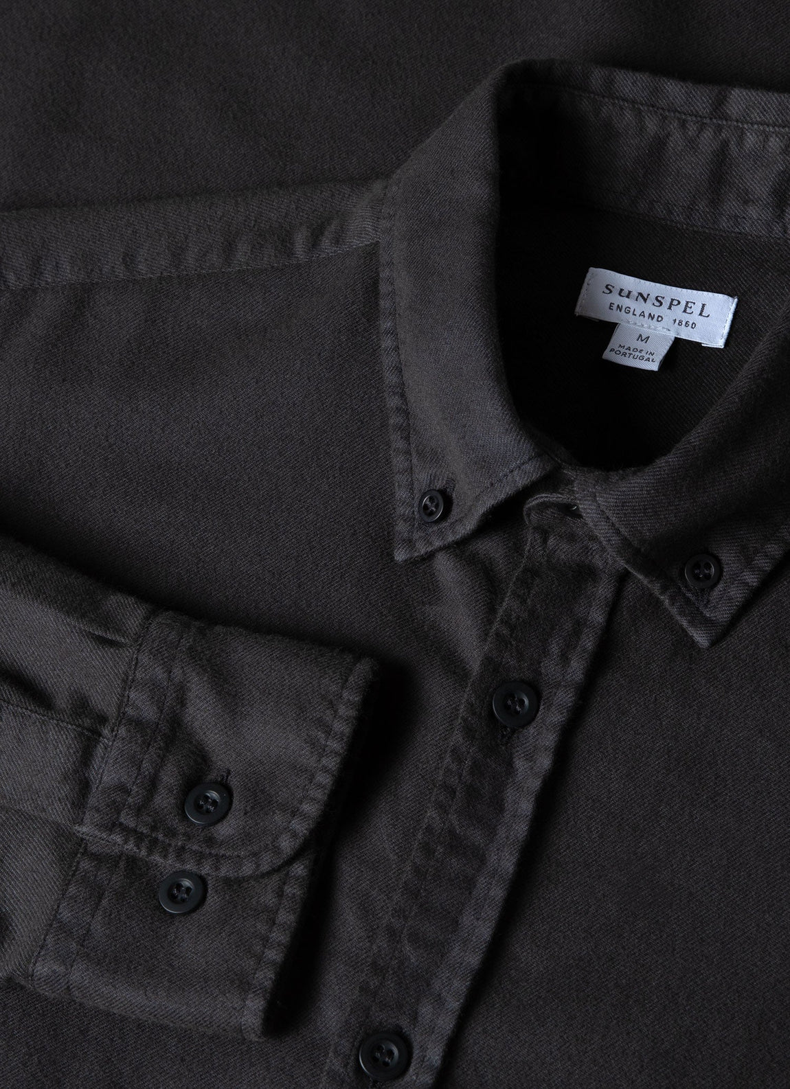 Men's Brushed Cotton Flannel Shirt in Anthracite | Sunspel