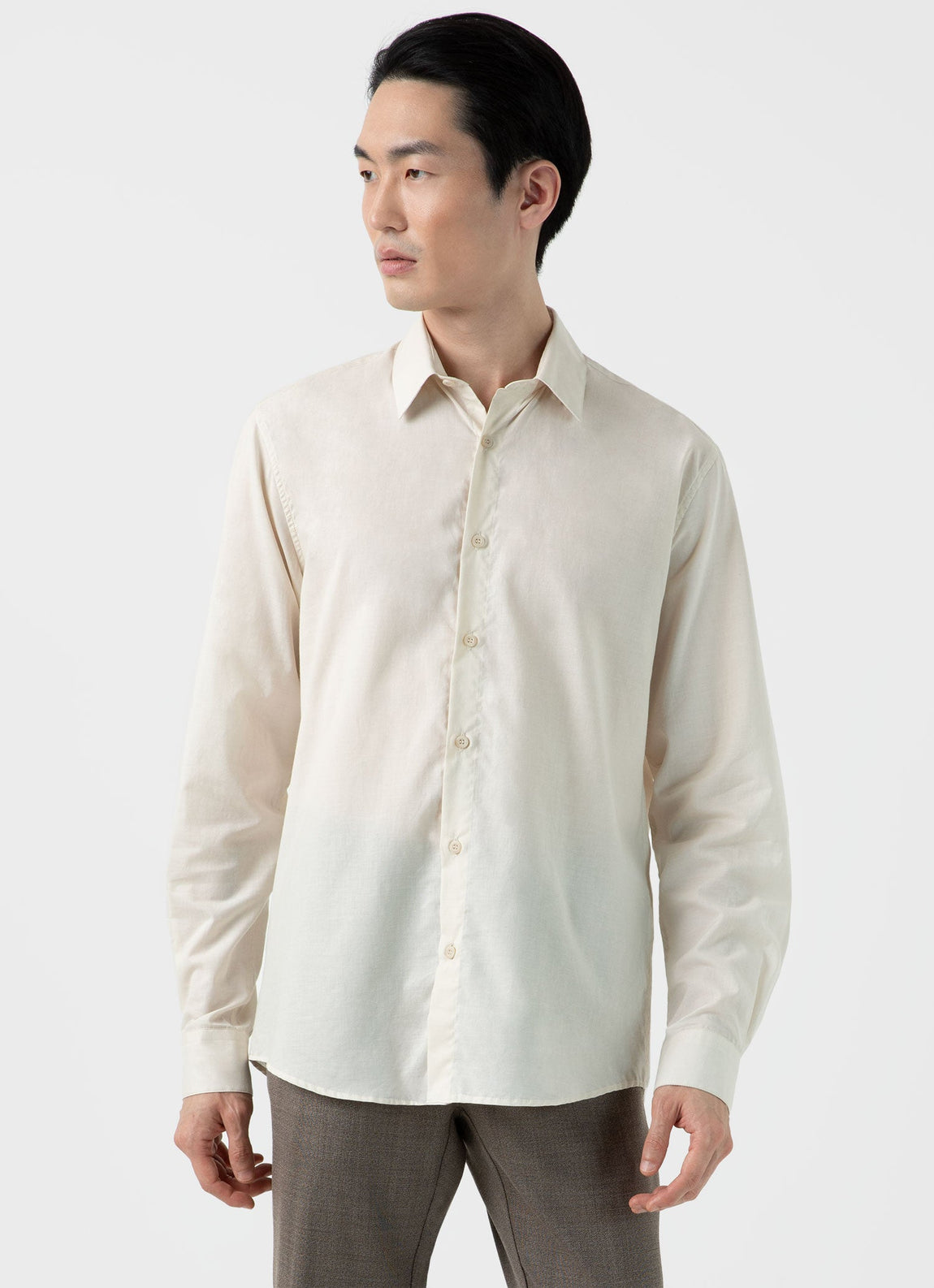 Men's Cotton Cashmere Shirt in Ecru | Sunspel