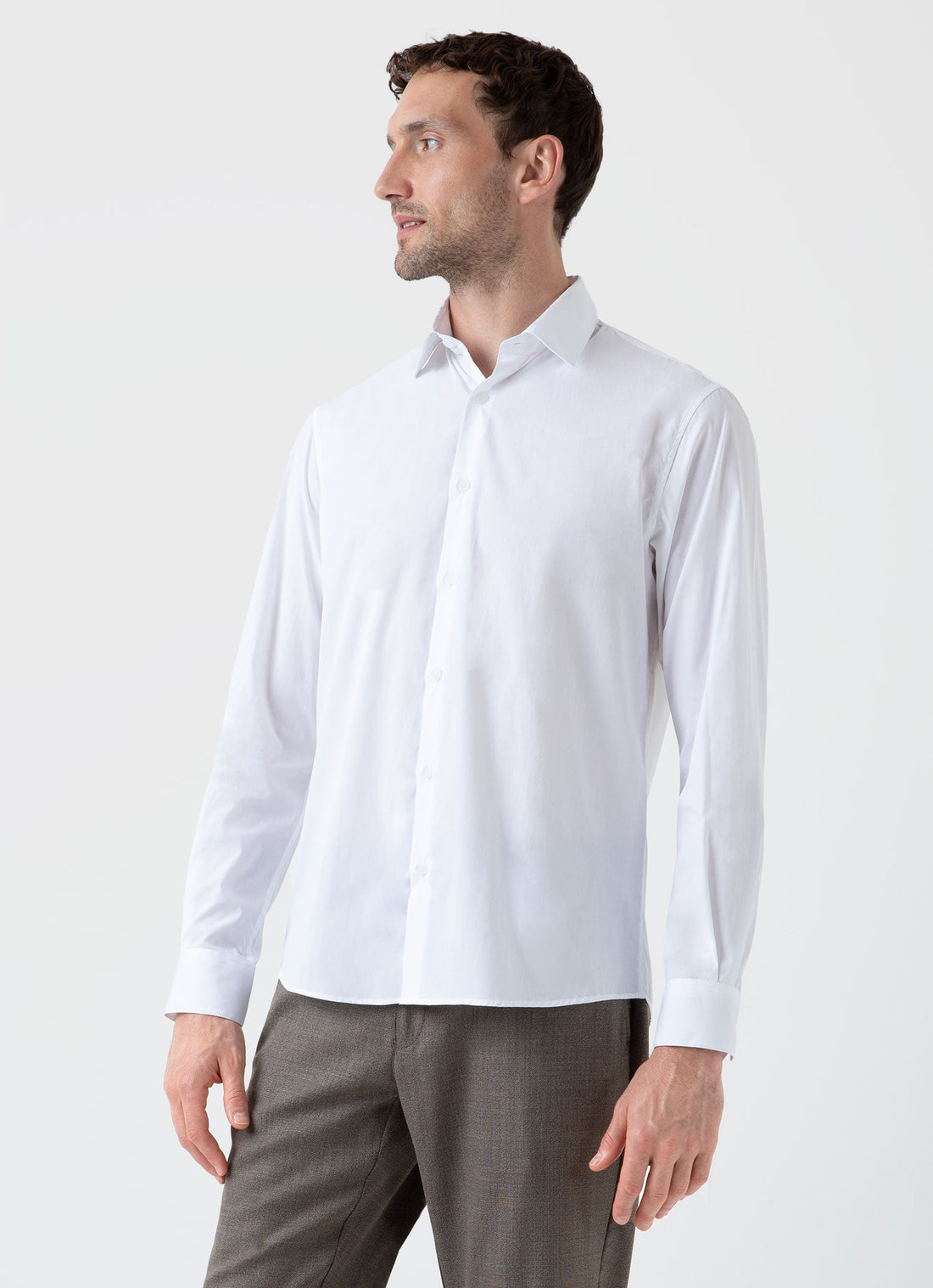 Men's Cotton Stretch Shirt in White