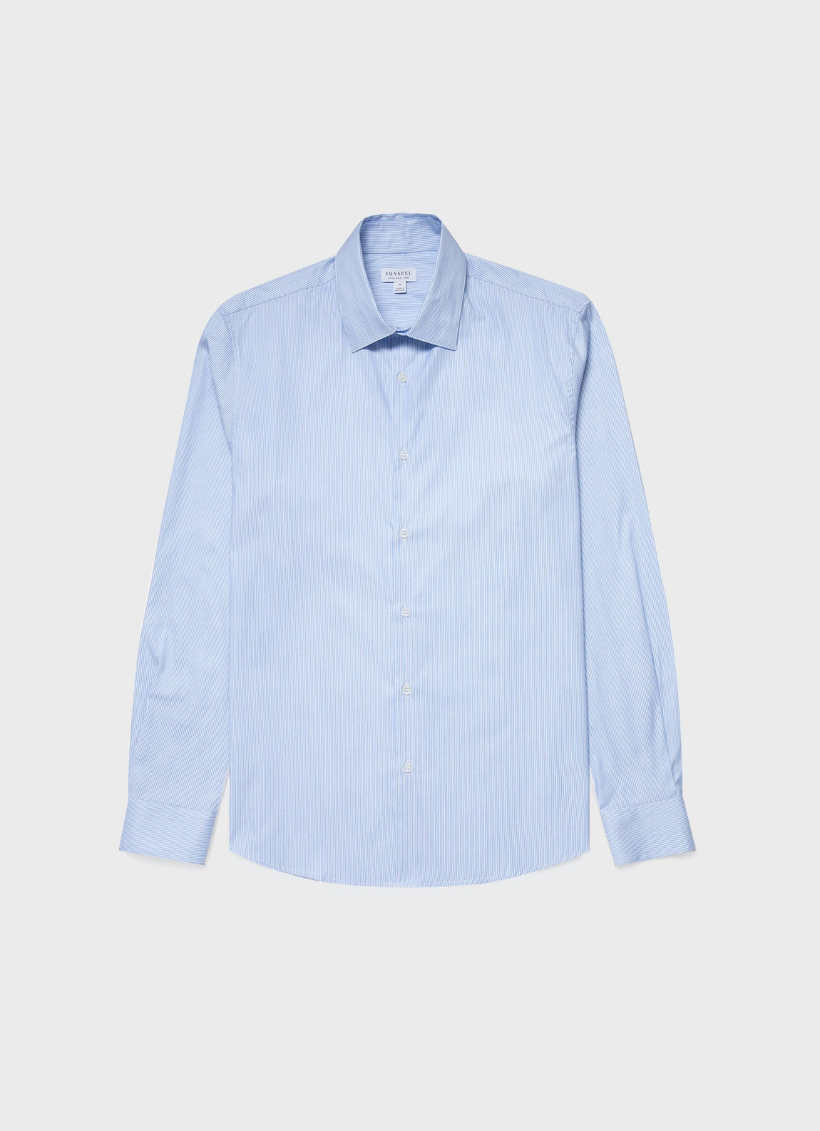 Men's Cotton Stretch Shirt in Light Blue/White