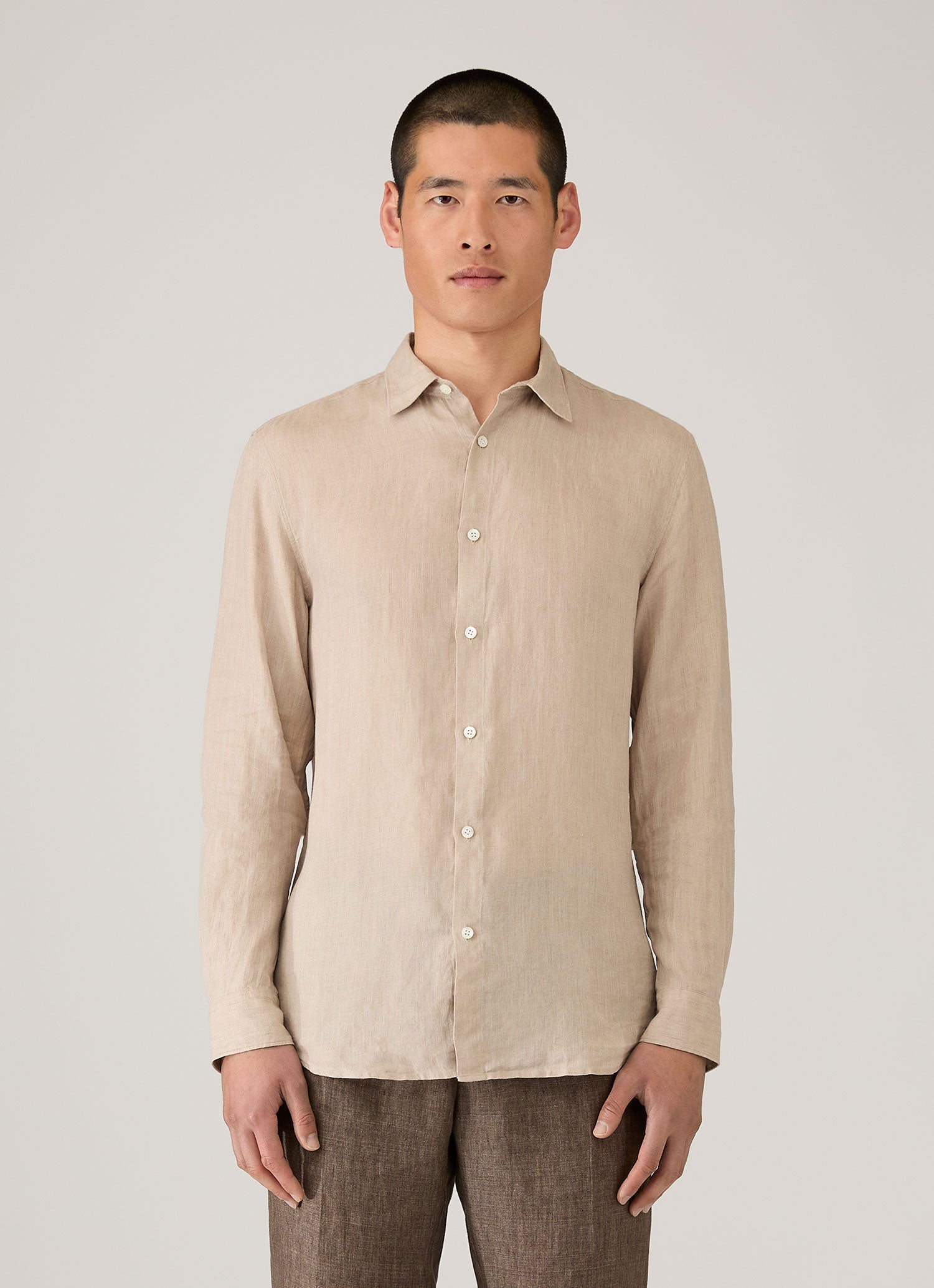 Men's Linen Shirt in Hazelwood | Sunspel