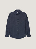 Men's Linen Shirt in Navy Melange