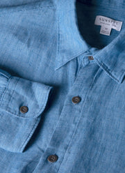 Men's Linen Shirt in Cool Blue