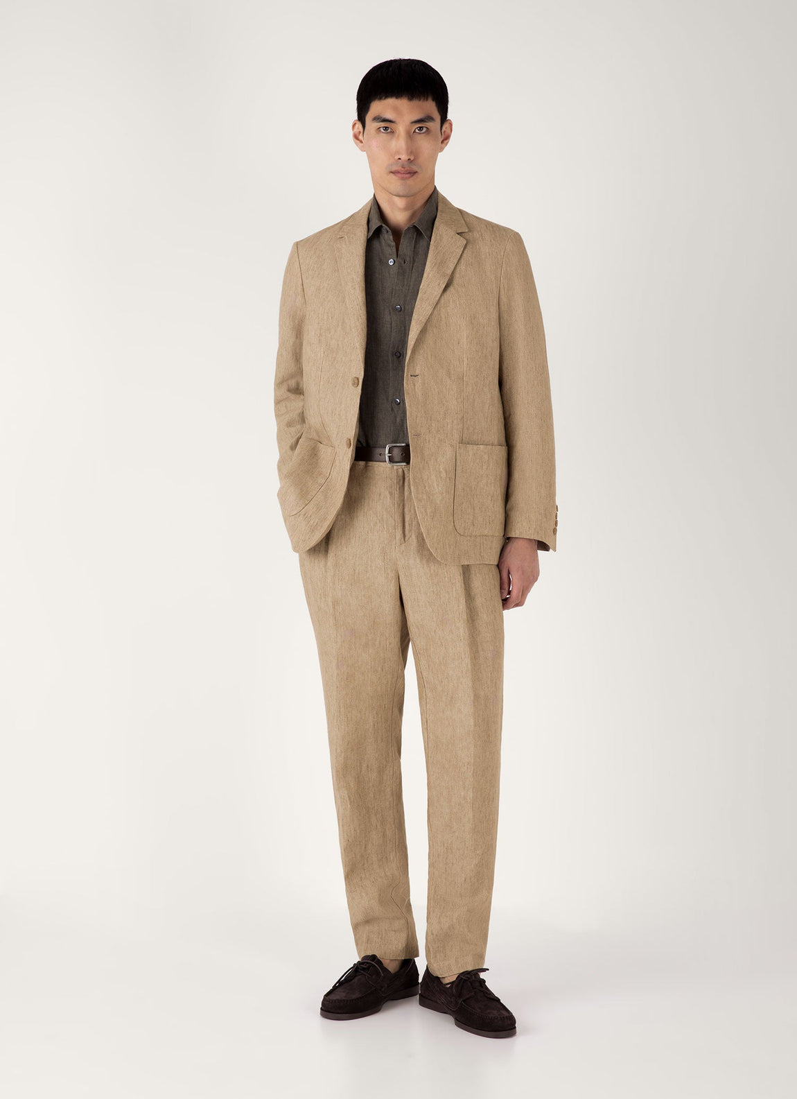 Men's Linen Shirt in Dusk Green