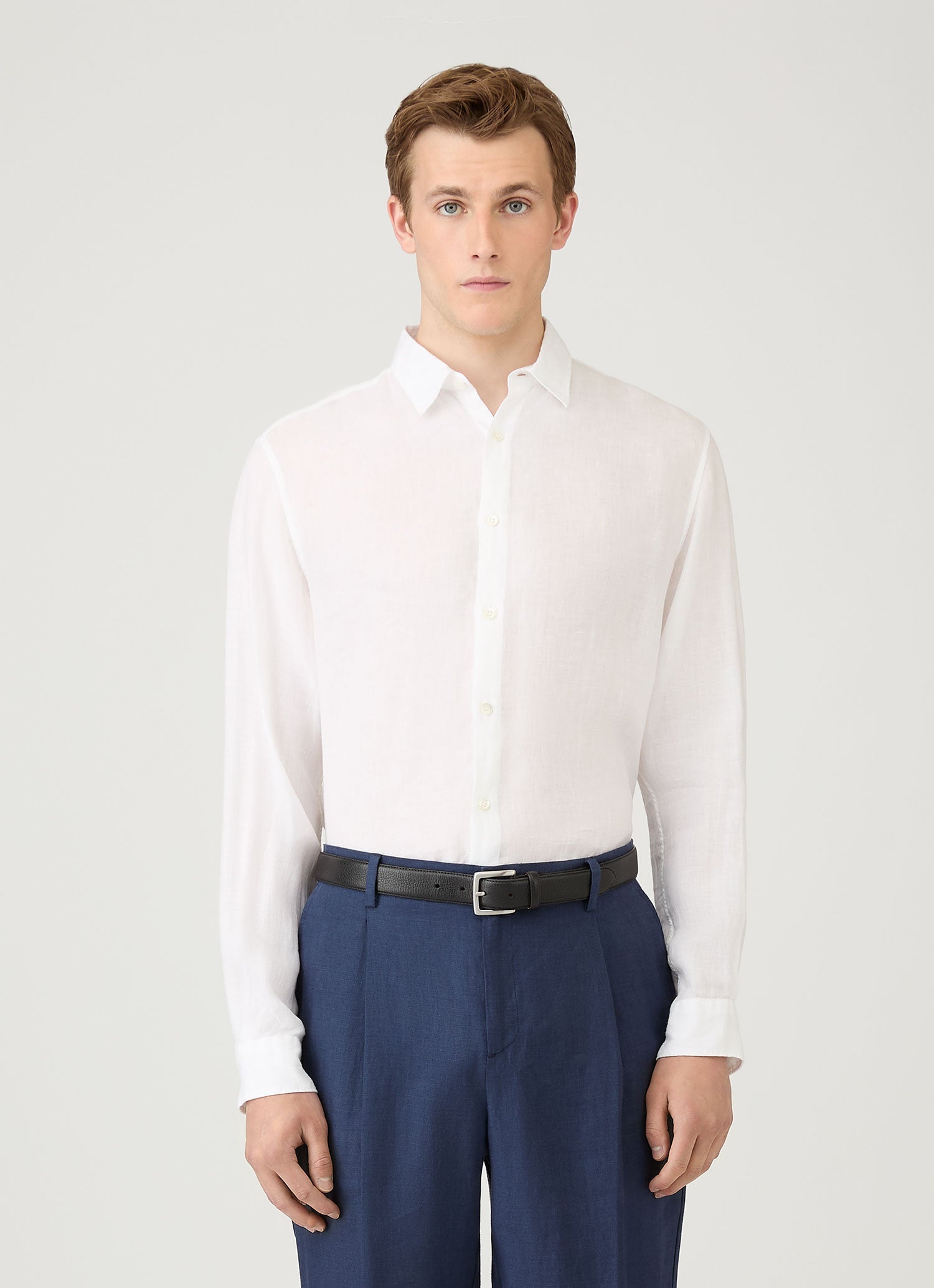 Men's Linen Shirt in White | Sunspel