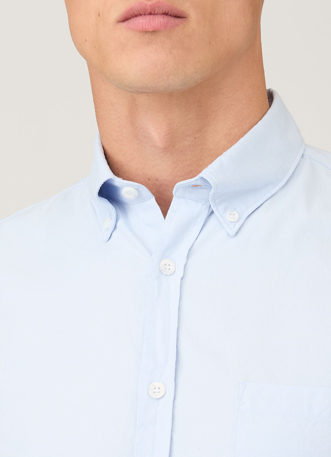 Men's Button Down Oxford Shirt in Light Blue | Sunspel Men's Button Down Oxford Shirt in Light Blue | Sunspel