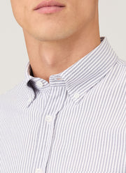 Men's Button Down Oxford Shirt in White/Navy