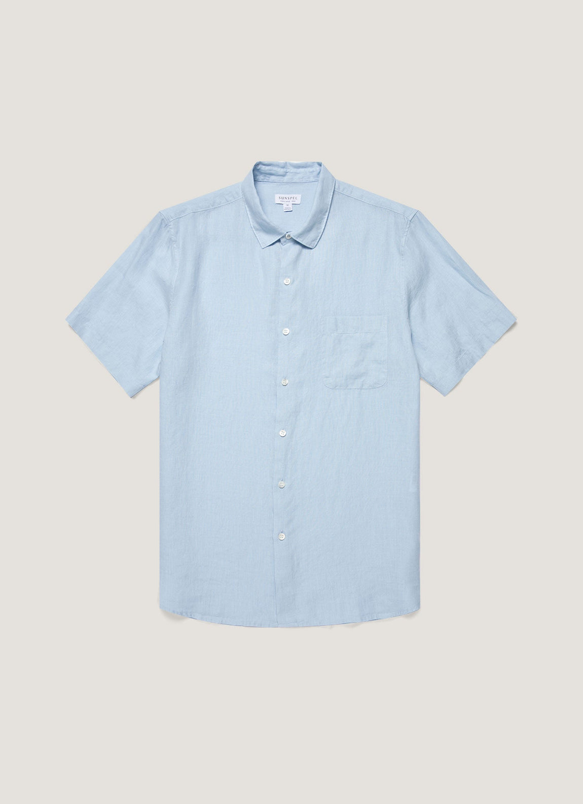 Men's Short Sleeve Linen Shirt in Light Blue
