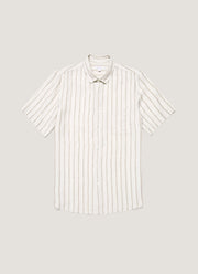 Men's Short Sleeve Linen Shirt in Dune/Ecru