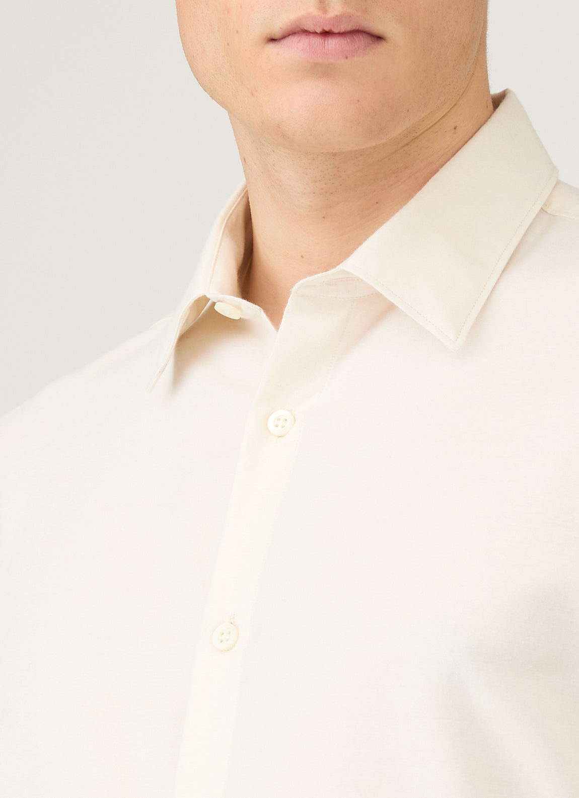 Men's Cotton Cashmere Shirt in Warm White