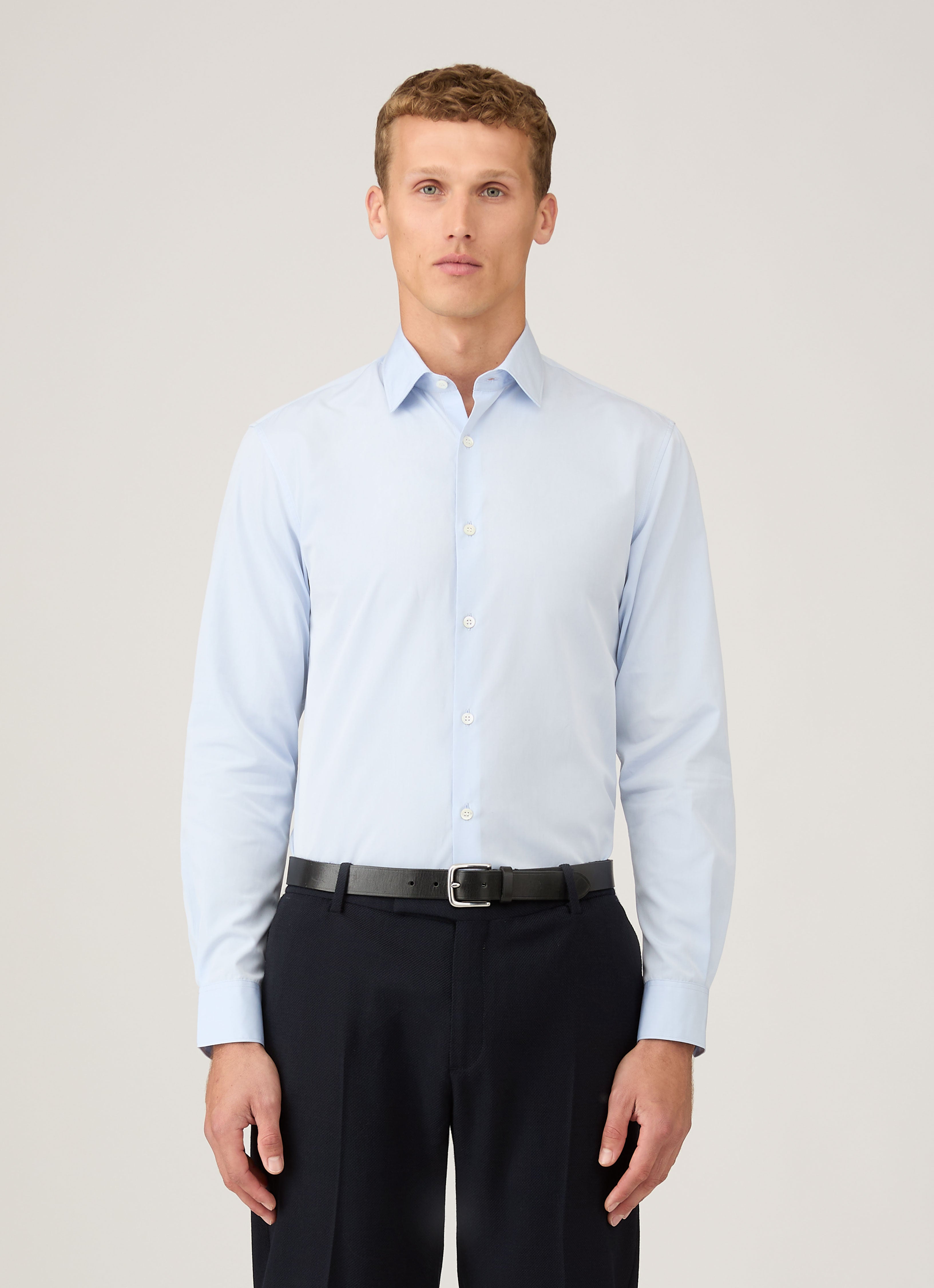 Men's Sea Island Cotton Shirt in Light Blue | Sunspel