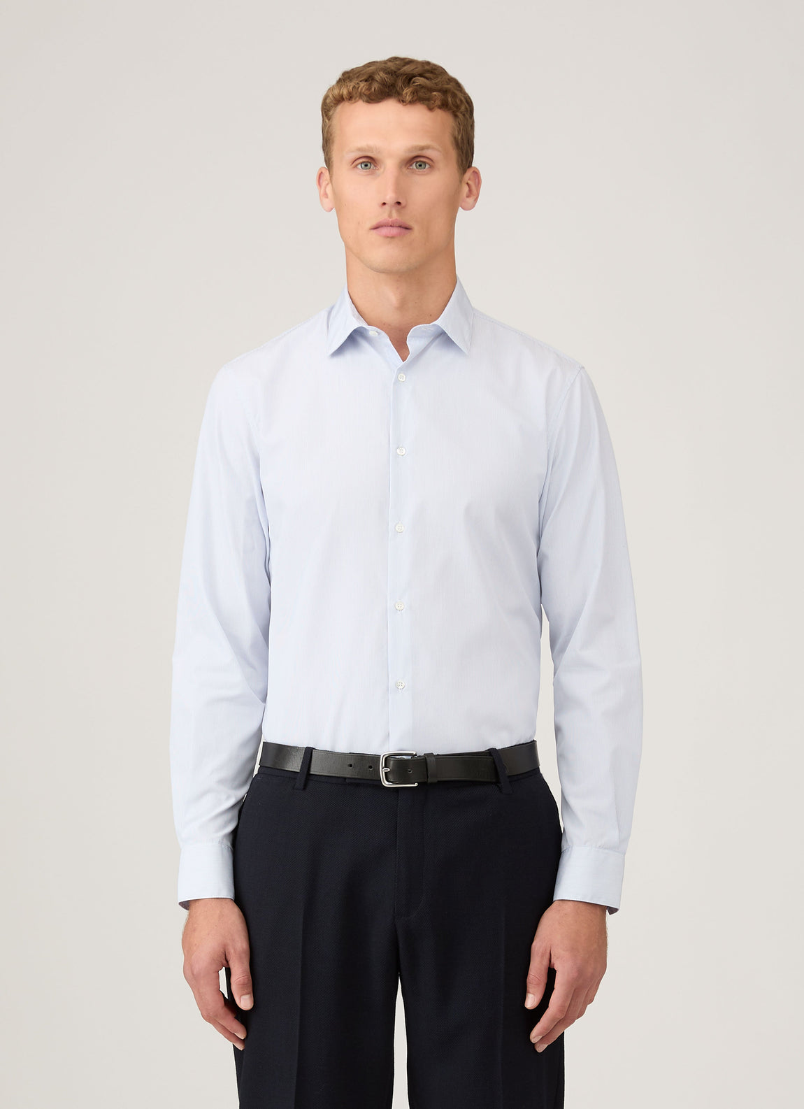 Men's Sea Island Cotton Shirt in Ink Blue