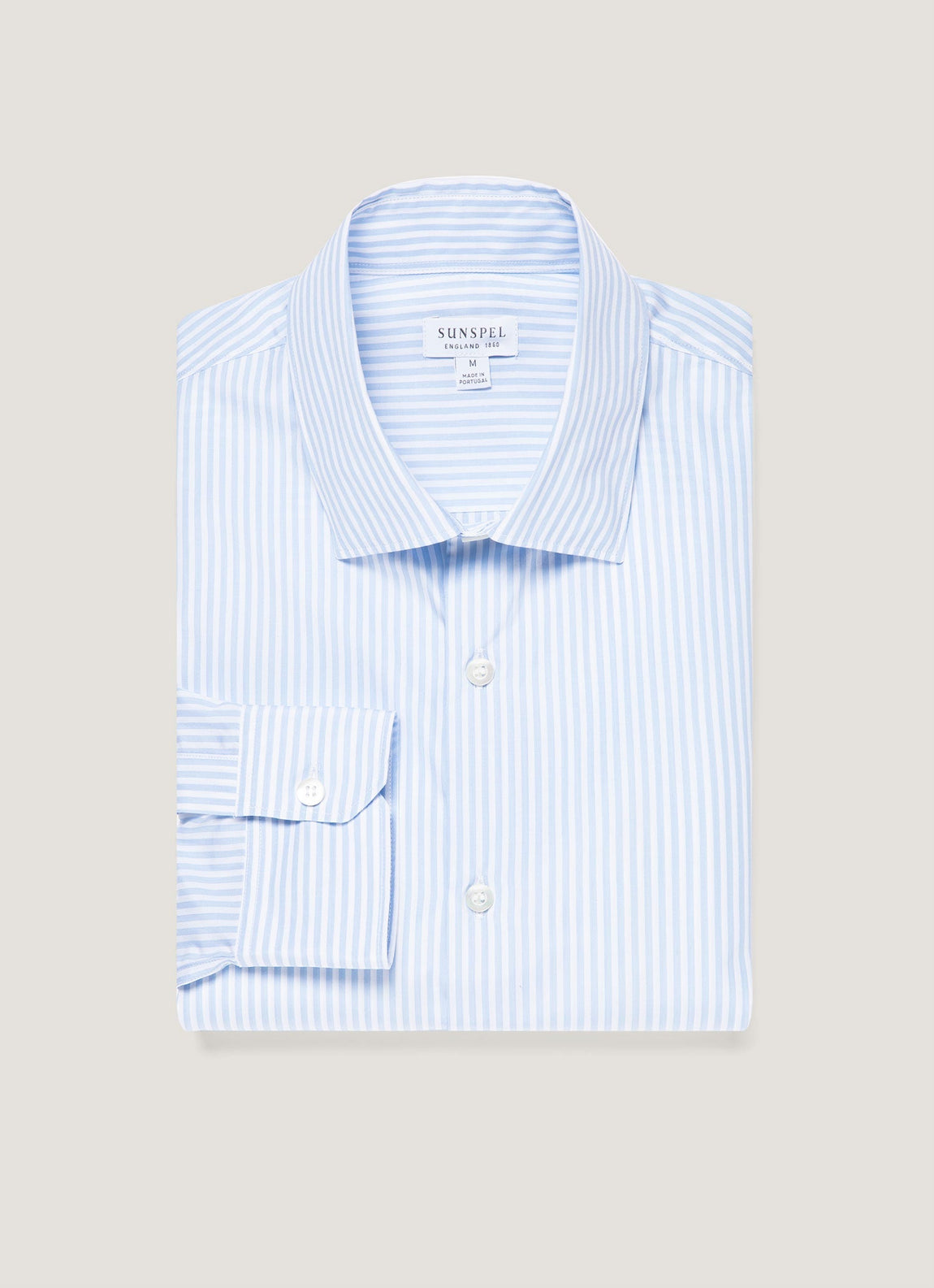 Men's Smart Poplin Shirt in White/Light Blue