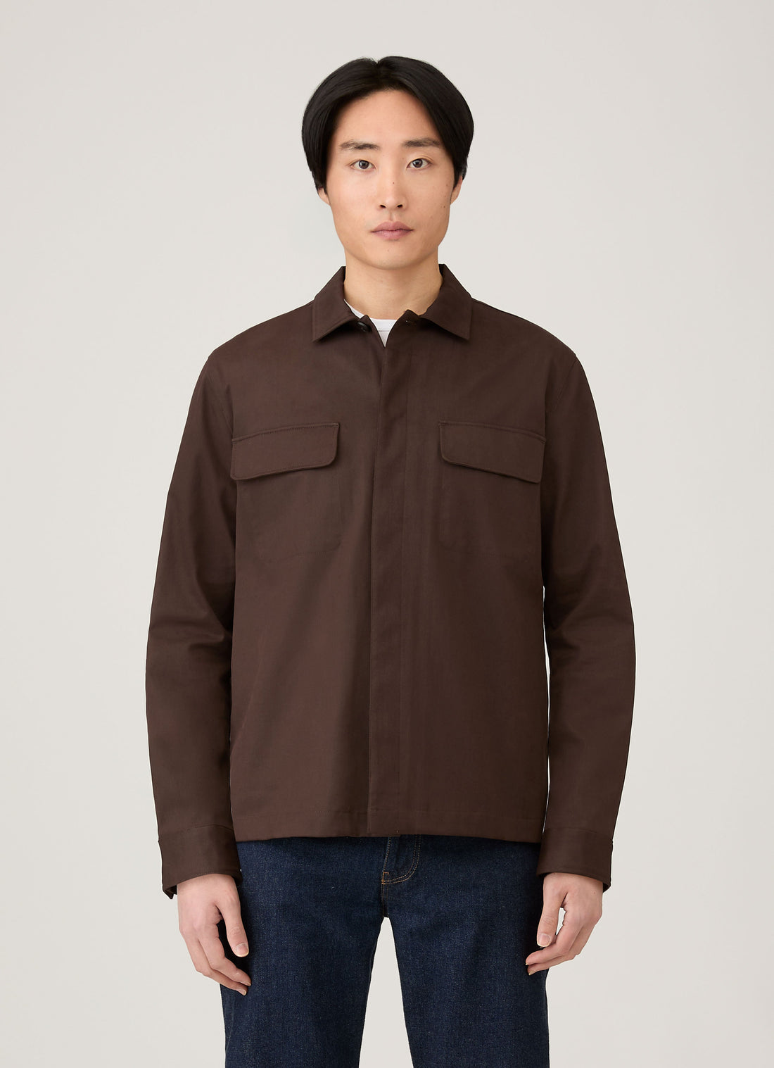 Men's Cotton Cashmere Overshirt in Truffle