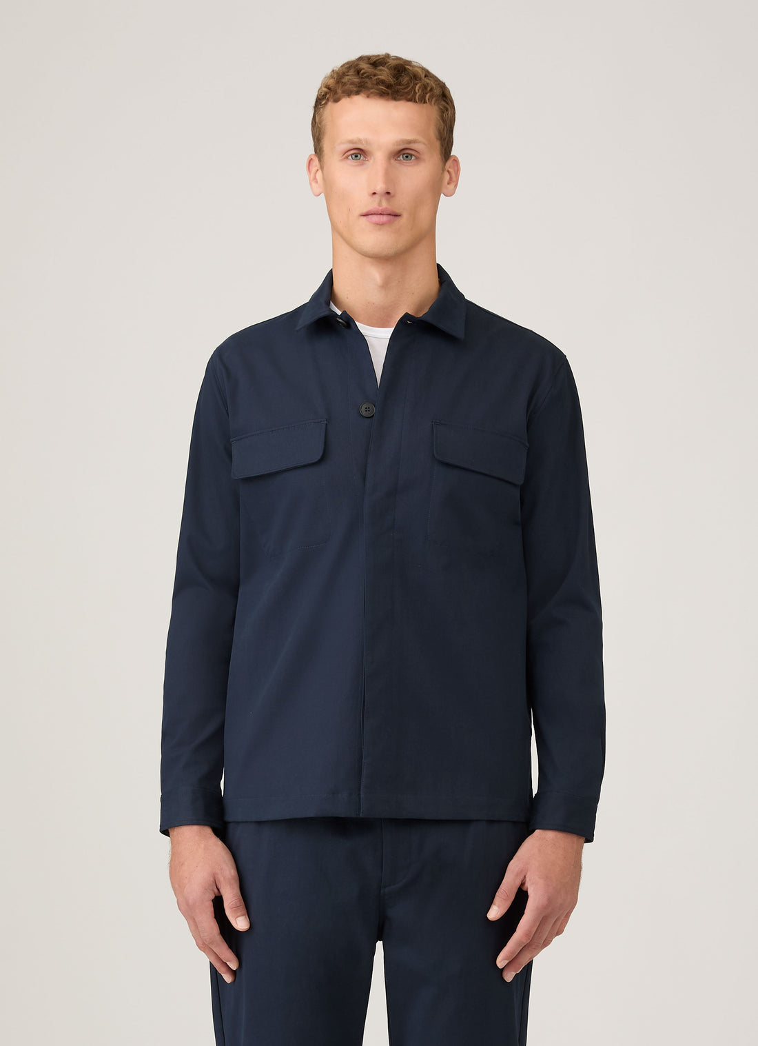 Men's Cotton Cashmere Overshirt in Navy