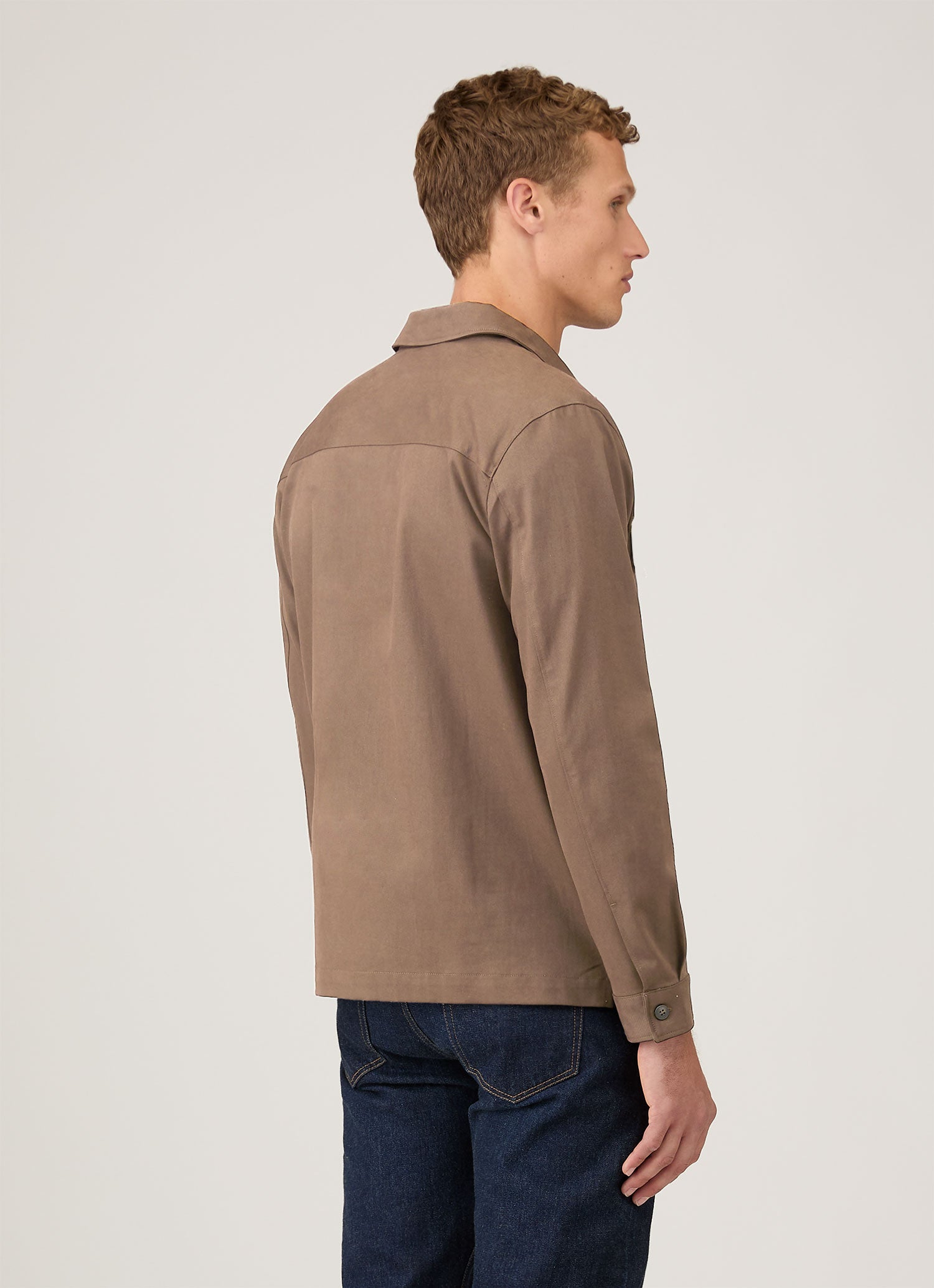 Men's Cotton Cashmere Overshirt in Dark Stone