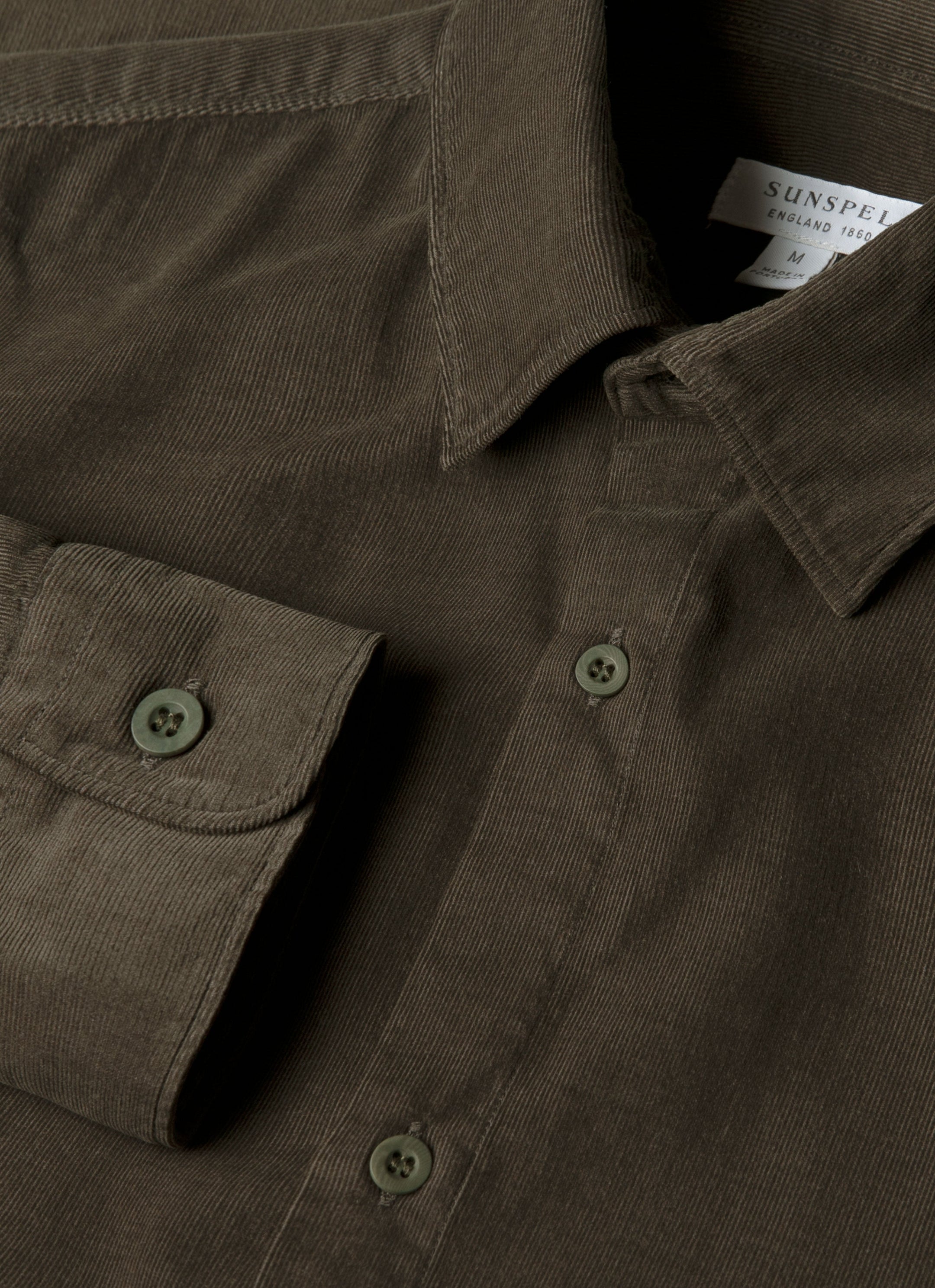 Men's Fine Cord Shirt in Dark Green