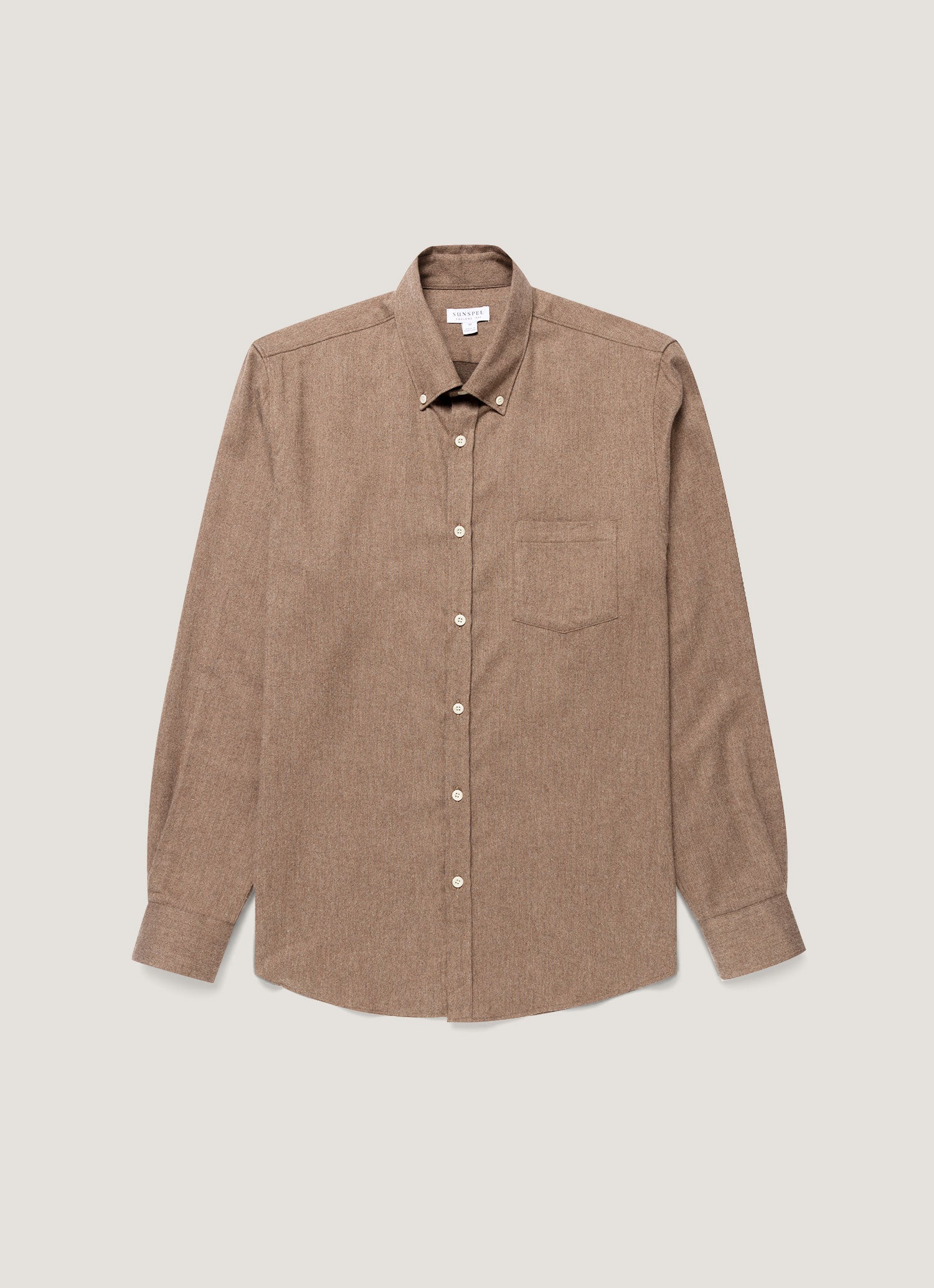 Nel Washer Cas 2021 ブラウン 36 フランネル コットン Men's Button Down Flannel Shirt in Cedar | Sunspel