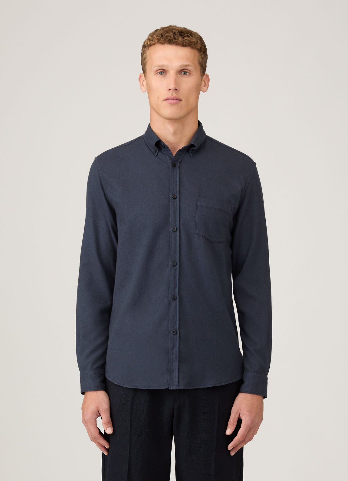 Men's Button Down Flannel Shirt in Navy
