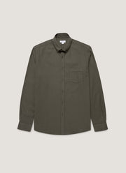 Men's Button Down Flannel Shirt in Dark Green