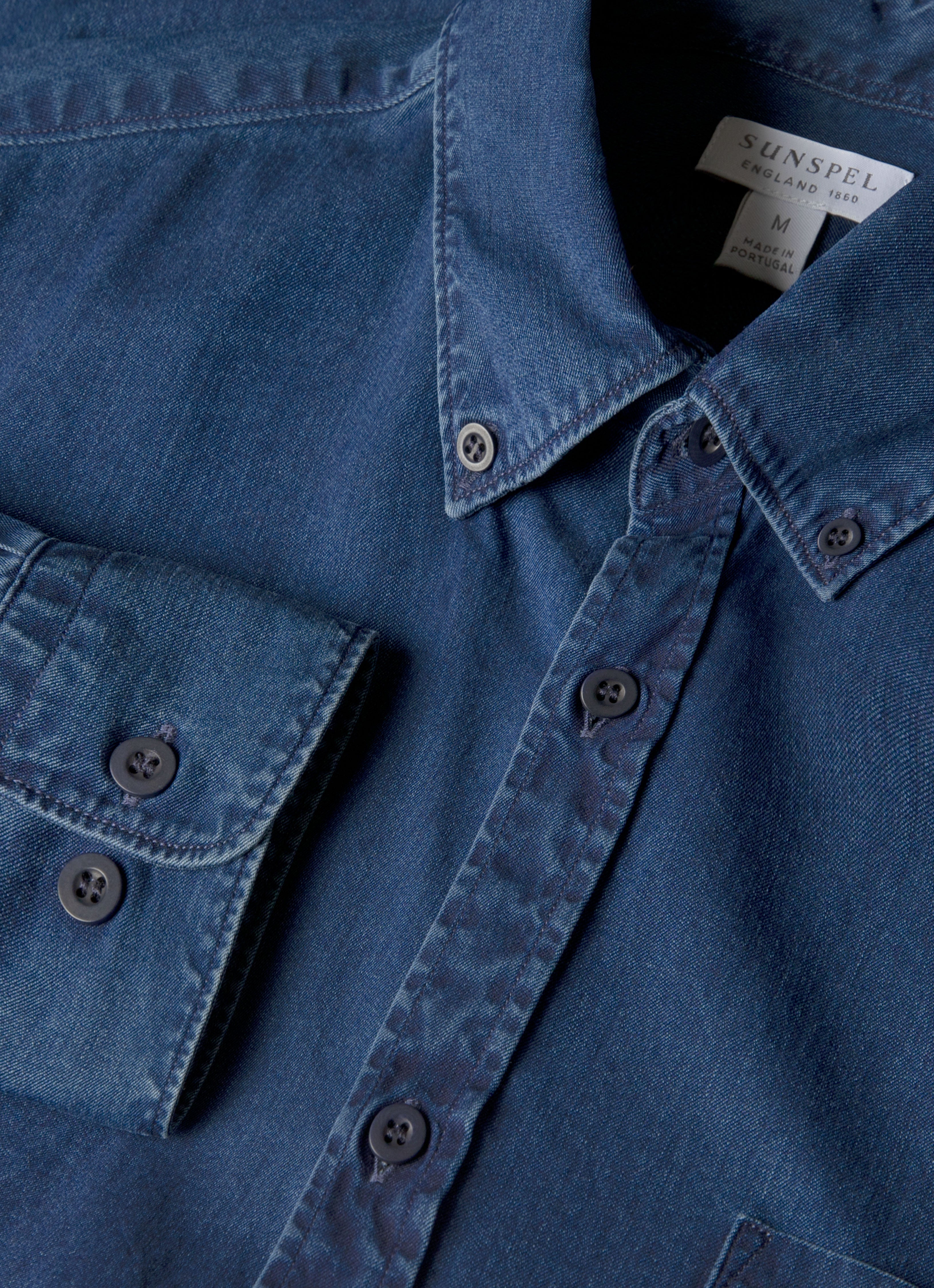 Men's Button Down Denim Shirt in Indigo | Sunspel