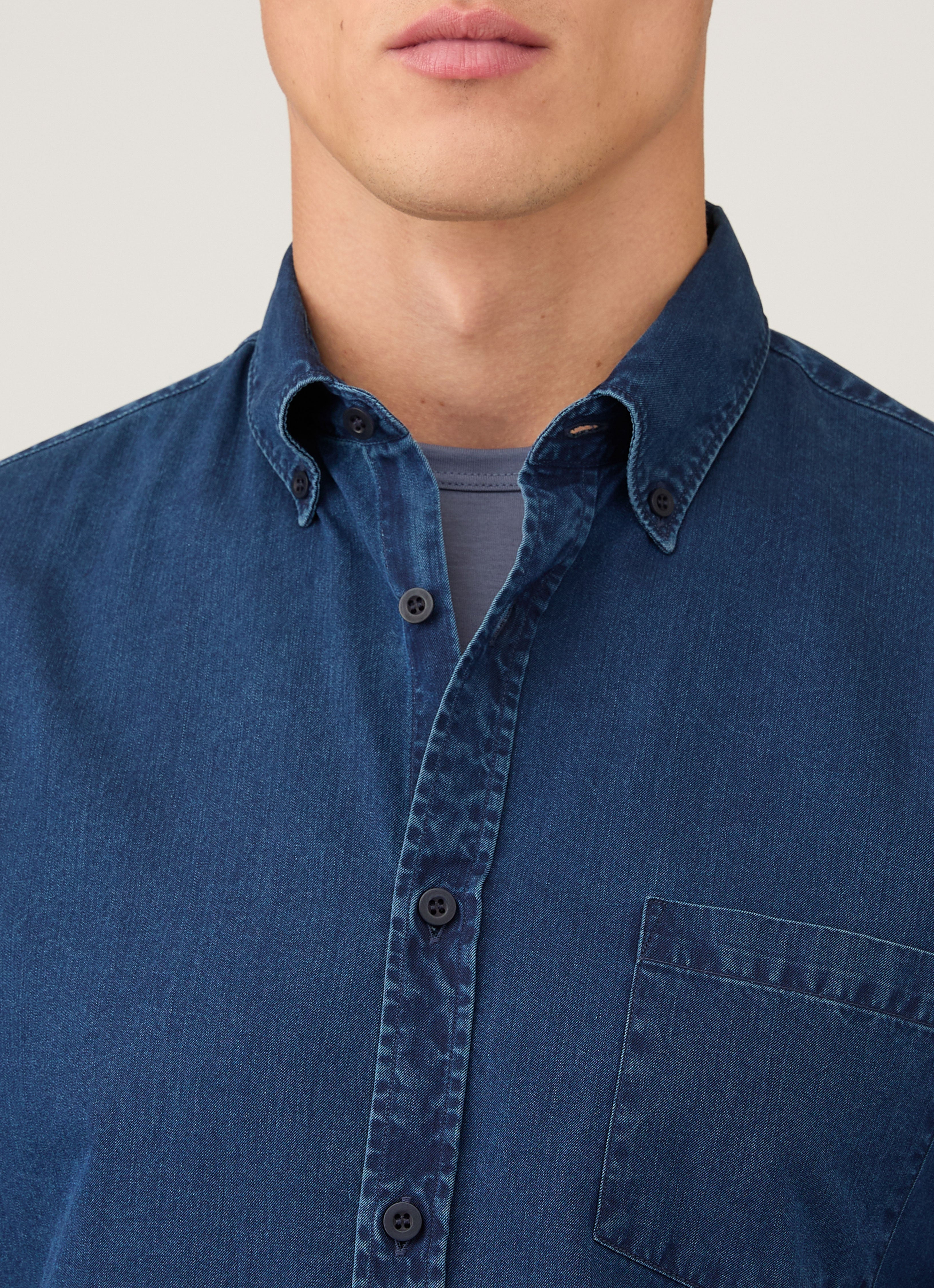 Men's Button Down Denim Shirt in Indigo | Sunspel