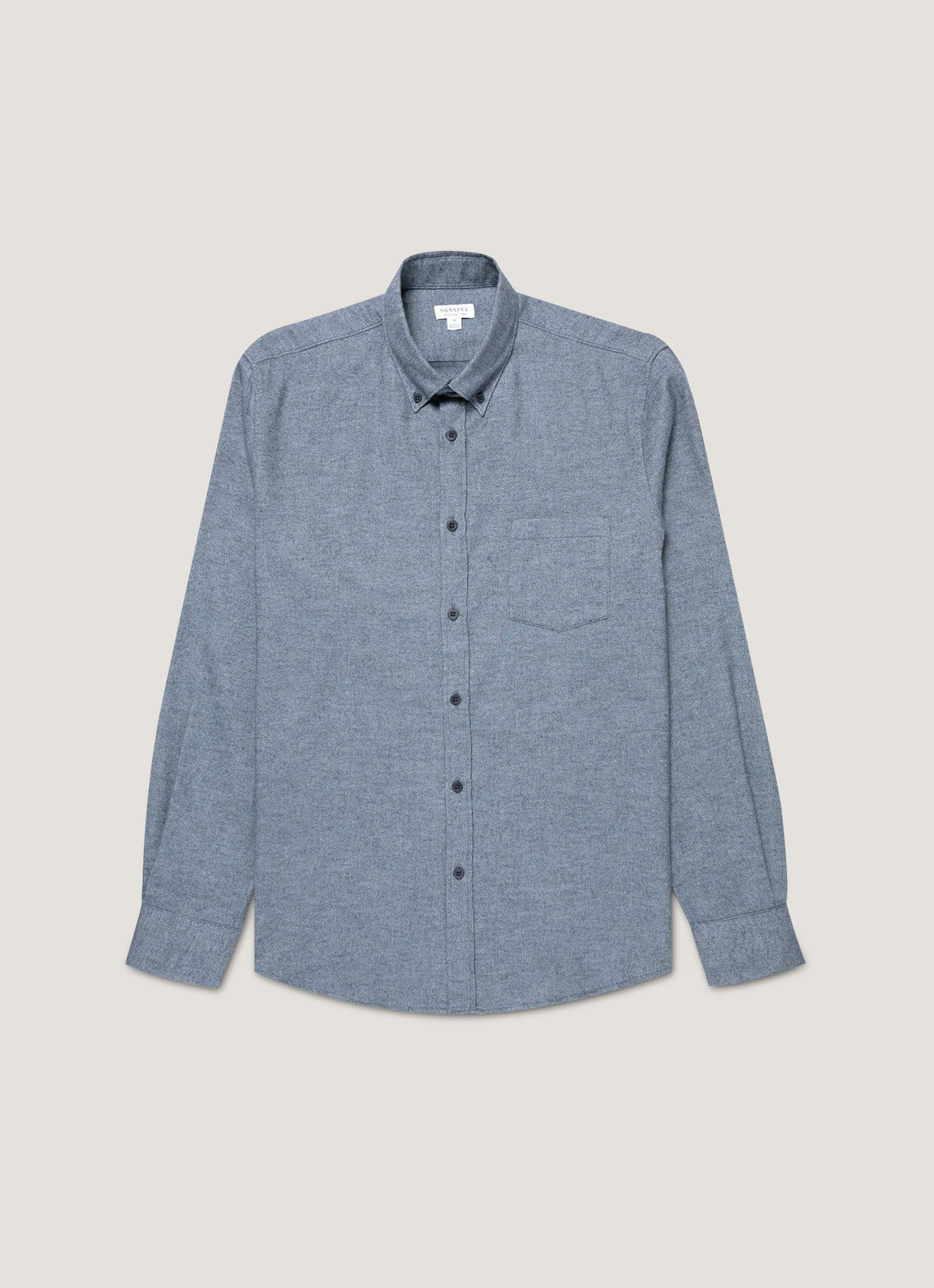 Men's Brushed Cotton Shirt in Light Blue Melange