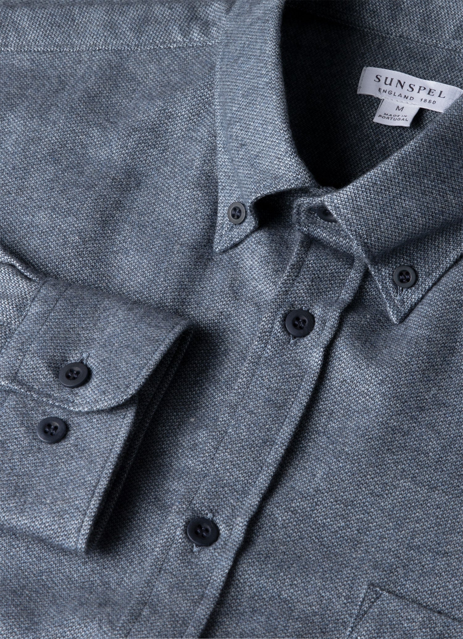 Men's Brushed Cotton Shirt in Light Blue Melange