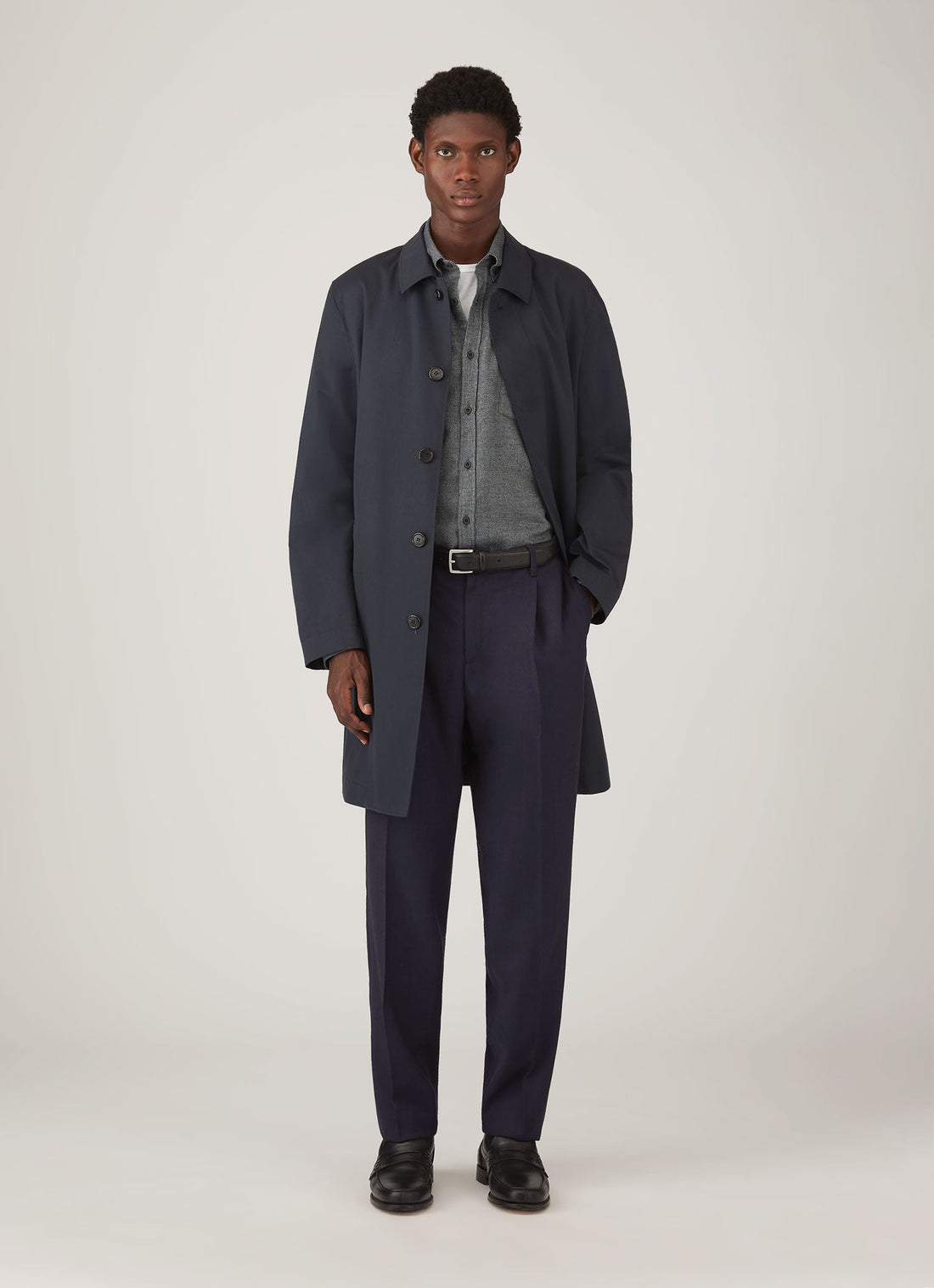 Men's Brushed Cotton Shirt in Charcoal Melange