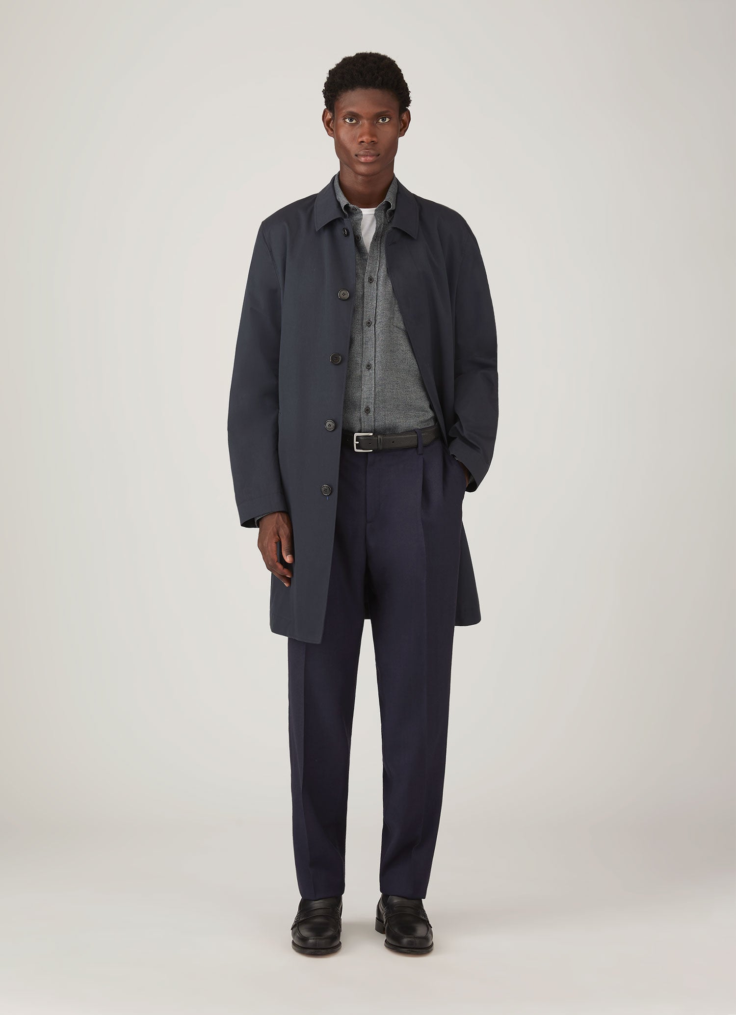 Men's Brushed Cotton Shirt in Charcoal Melange