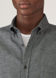 Men's Brushed Cotton Shirt in Charcoal Melange