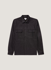 Men's Wool Cashmere Flannel Overshirt in Charcoal Melange