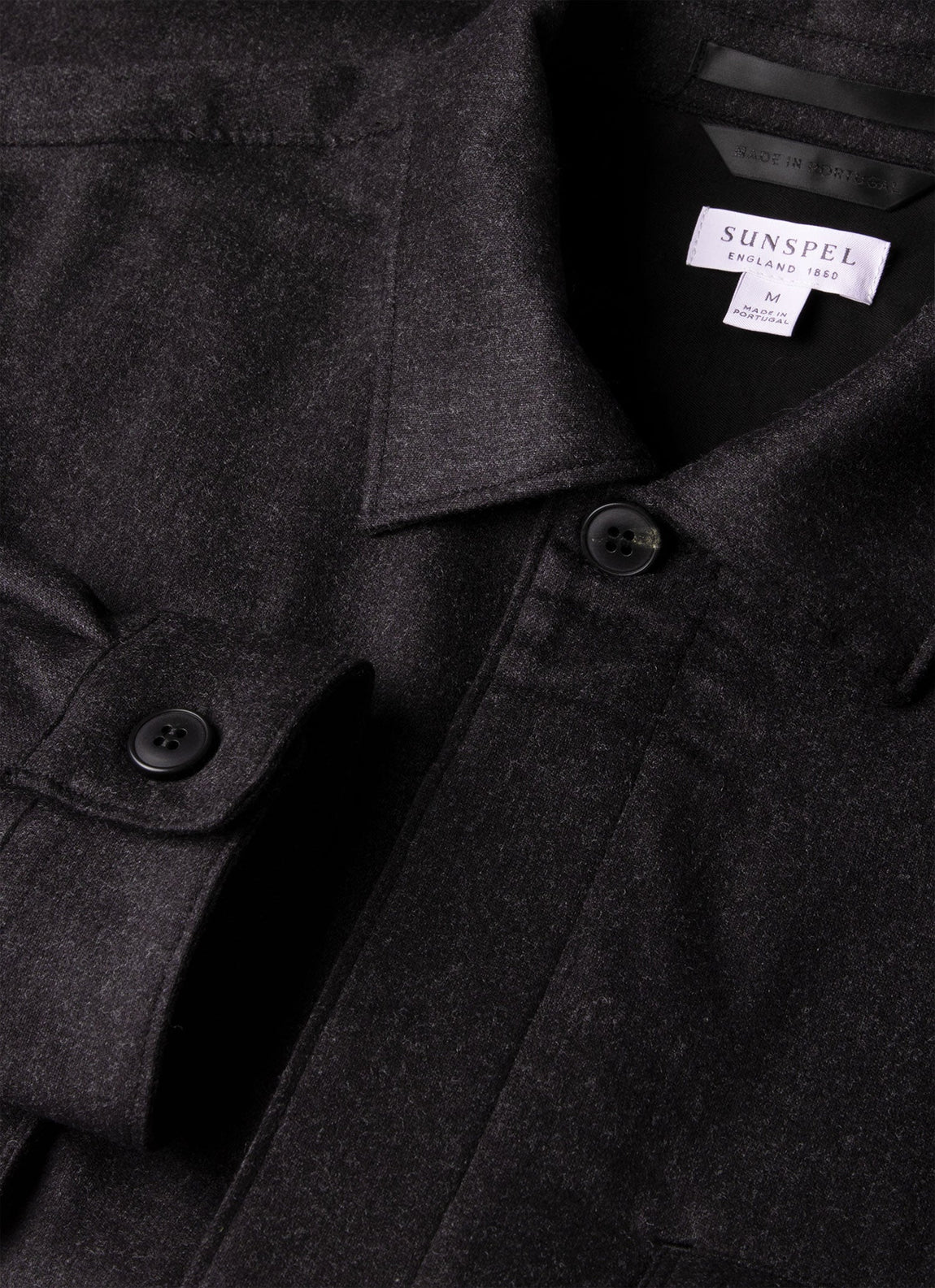 Men's Wool Cashmere Flannel Overshirt in Charcoal Melange