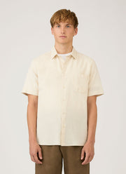 Men's Short Sleeve Cotton Linen Shirt in Ecru