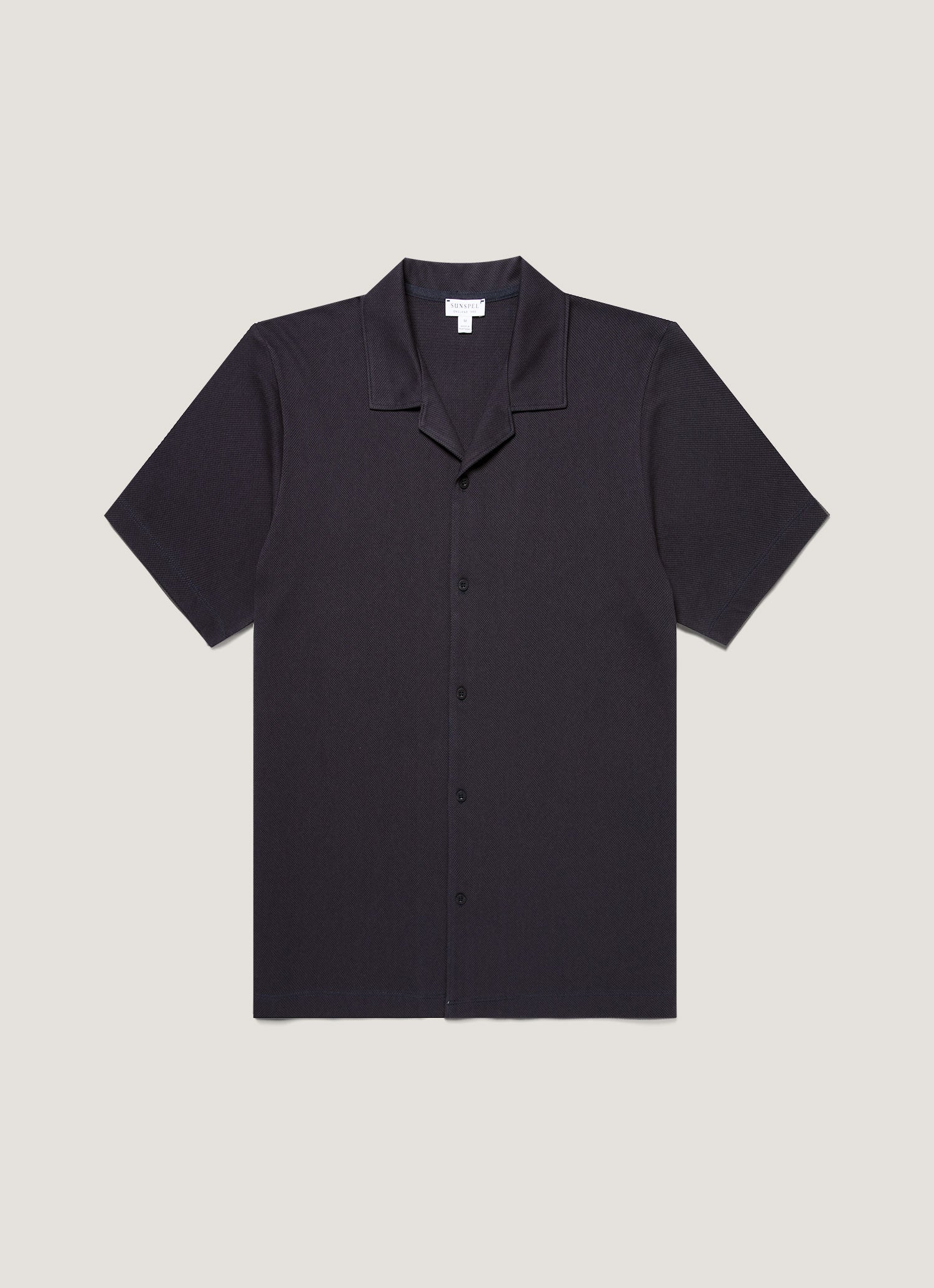 Men's Riviera Camp Collar Shirt in Navy | Sunspel