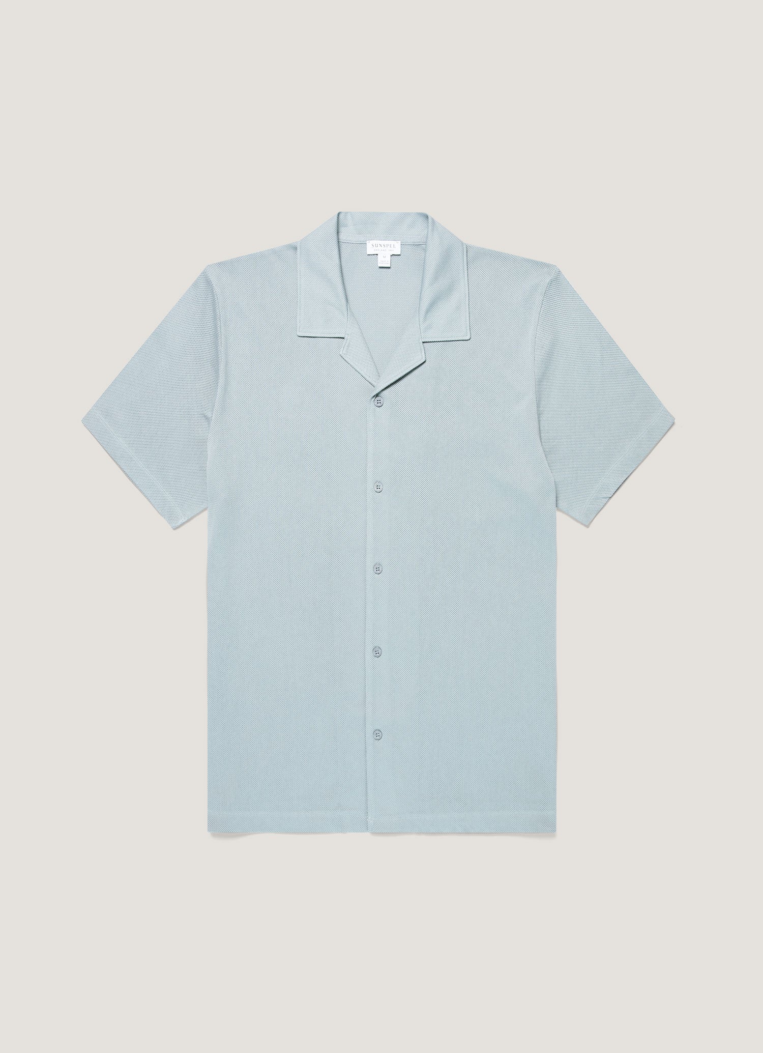 Men's Riviera Camp Collar Shirt in Stone Blue | Sunspel