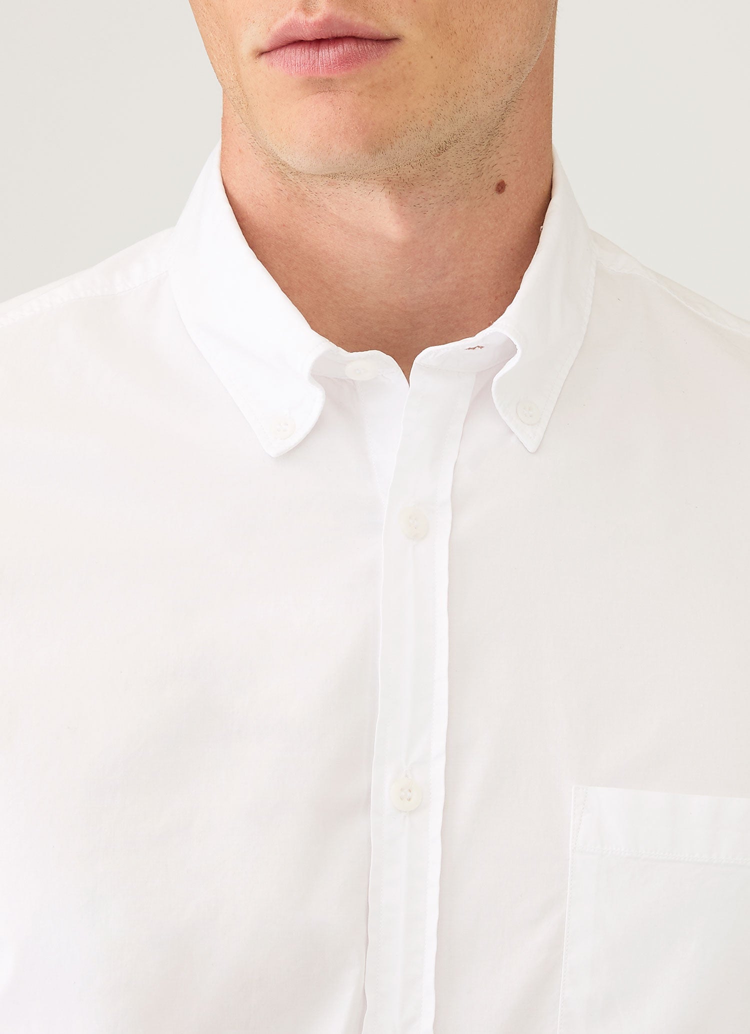 Men's Button Down Poplin Shirt in White | Sunspel