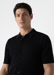 Men's Sea Island Cotton Knit Shirt in Black