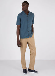 Men's Sea Island Cotton Knit Shirt in Dark Petrol