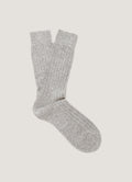 Men's Cashmere Ribbed Socks in Mid Grey Melange