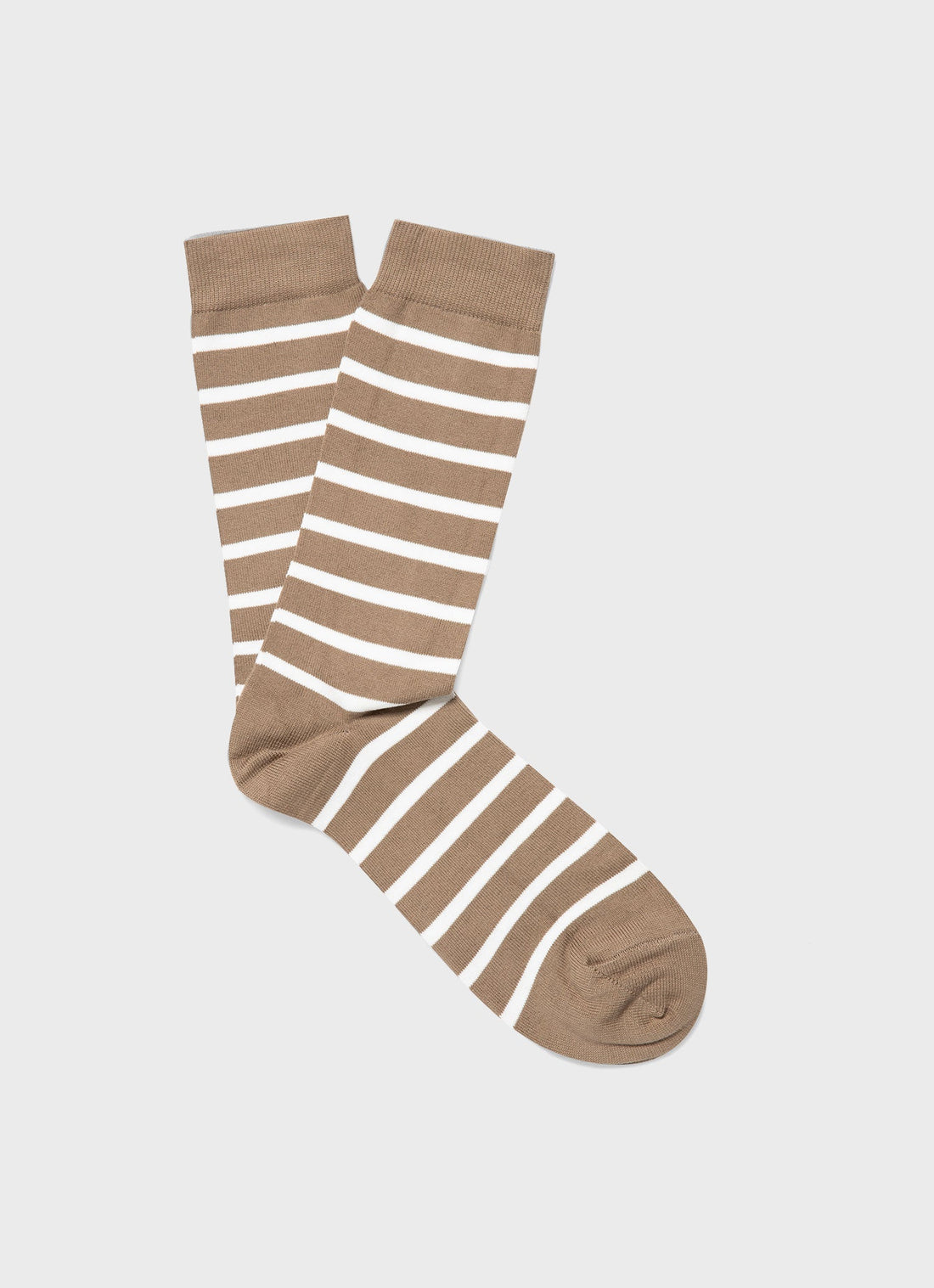 Men's Cotton Socks in Dark Stone/Ecru Breton Stripe